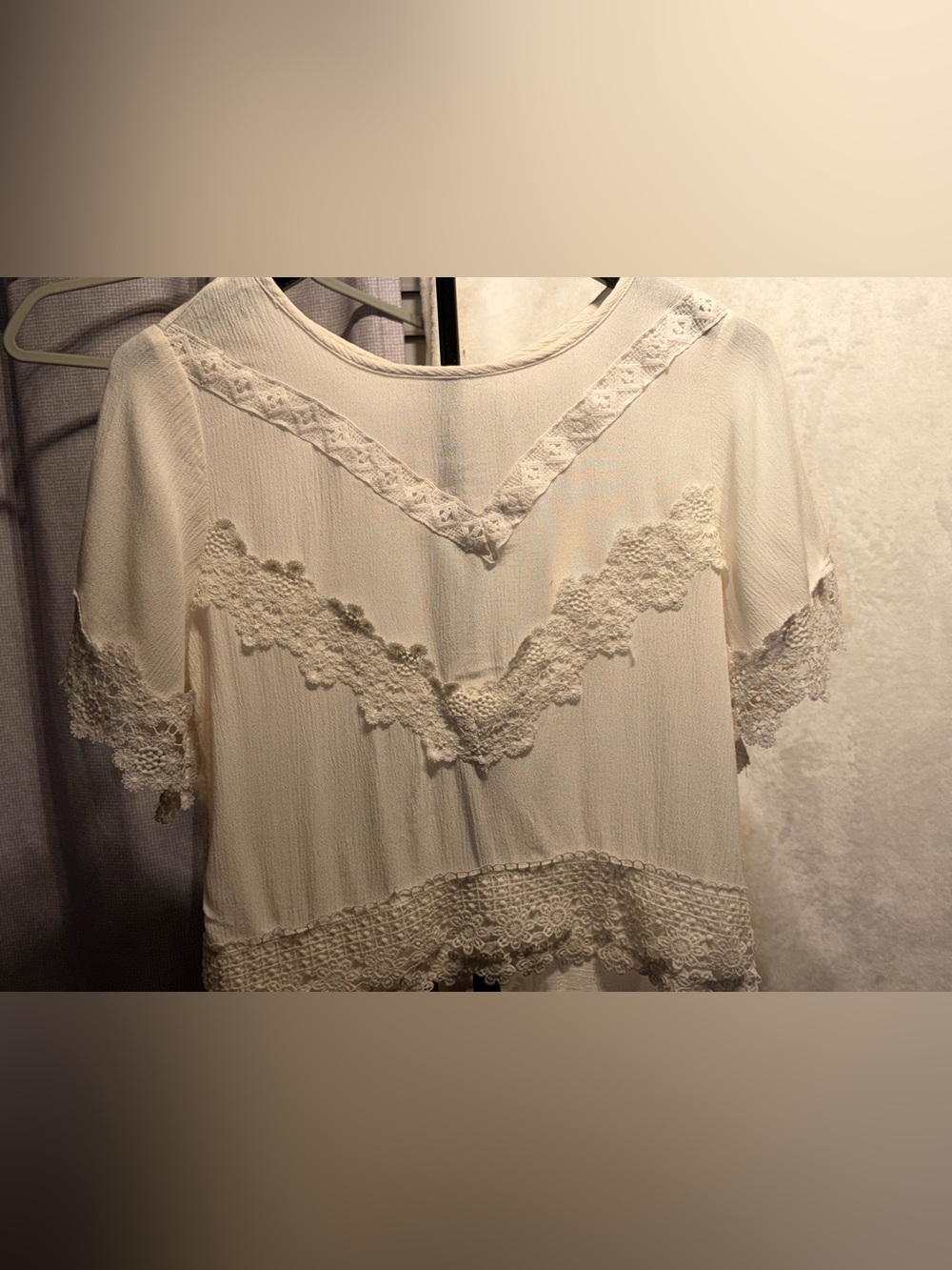 Bella Du Jour Cream Lace Trim Girls' Blouse size large
